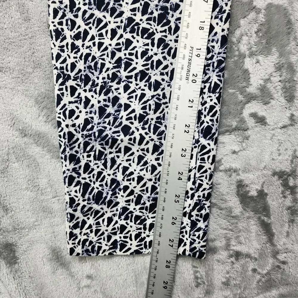 MICHAEL KORS Pants Womens‎ 8 Blue White Batik Print Skinny Leg Ankle Stretch